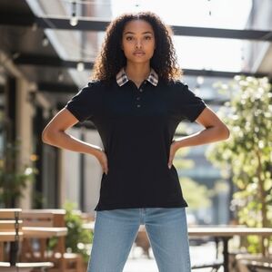 Burberry Black Shirt with Plaid Detail size M womens authentic